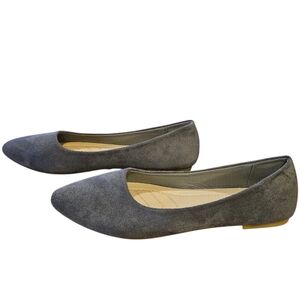 NWT Velvet Grey Ballet Flat Shoes Women's Size 7.5 Comfortable Slip On